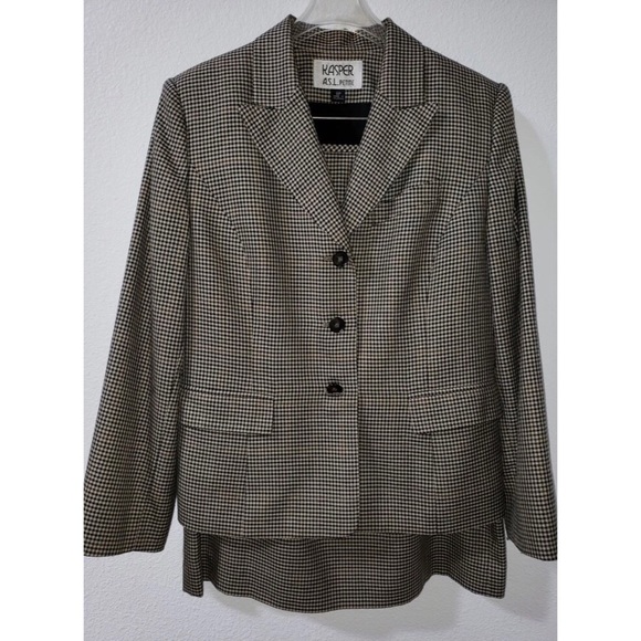 Kasper Brown and Cream Checkered Suit - Picture 1 of 6